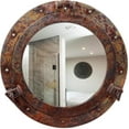 thumbnail image 1 of Rustic Copper Shipwrecked Premium Nautical Porthole Mirror | Nautical Bathroom Mirrors (10 Inches, Aluminum Mirror), 1 of 5