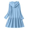 thumbnail image 4 of Women Hooded Drawstring Ruffle Hem Sweatshirt Mini Dress, Long Sleeve Loose A-Line Pullover Casual Dress For Summer Fall L, 4 of 7