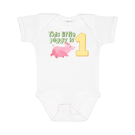Inktastic This Little Piggy is 1 Boys or Girls Baby Bodysuit
