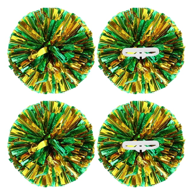 Pompones metálicos de Uxcell para animación, con anillos de mango, ideales para el espíritu del equipo, deportes, danza y animación en verde y dorado