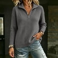 thumbnail image 3 of Maean Womens Quarter Zip Sweater V Neck Collared Long Sleeve Knit Sweaters Casual Loose Pullover Tops, 3 of 7