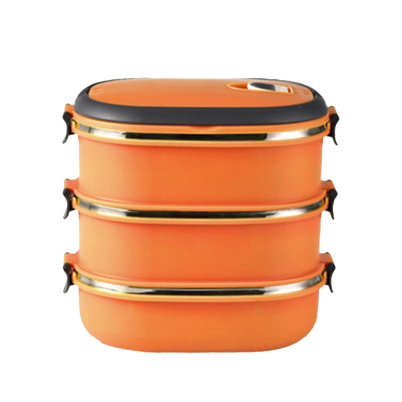 Zzbeans Insulated Lunch Box, Rectangular Microwaveable Food Container, Leakproof Student Lunch Box with Removable Partition for Office Portable Meal Storage, Orange