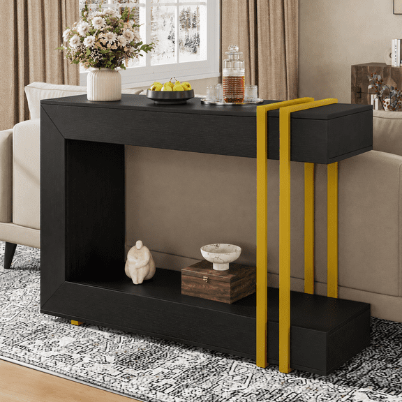 Einhomn Narrow Console Table,2-Tier Sofa Table with Storage Behind Couch,42.5" Wooden Entryway Table for Hallway,Living Room,Entrance,Foyer-Black