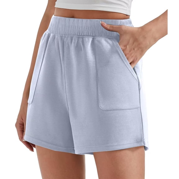 Shorts for Women Running Swim Athletic Elastic Waist Cotton Linen Sports Shorts With Real Pockets
