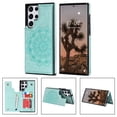 thumbnail image 2 of Dteck for Samsung Galaxy S23 Ultra Case with Card Holder,Magnetic Flower Back Flip Case Wallet Protective Kickstand Phone Cover for Galaxy S23 Ultra,Green, 2 of 8