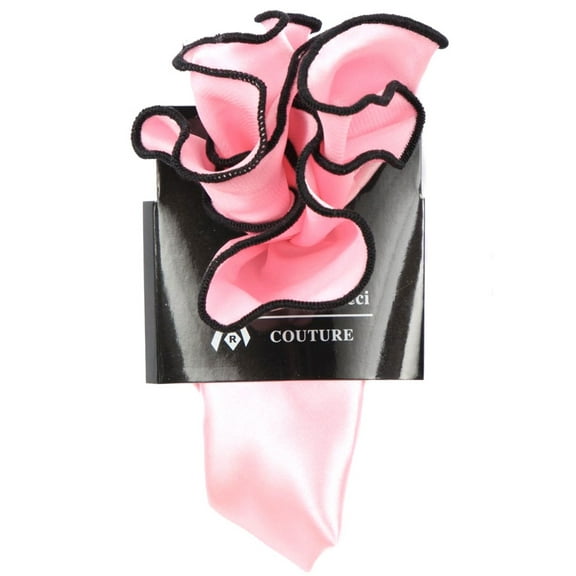 PS-Z-RD-64 - Round Pocket Square Accessory - Pink Black