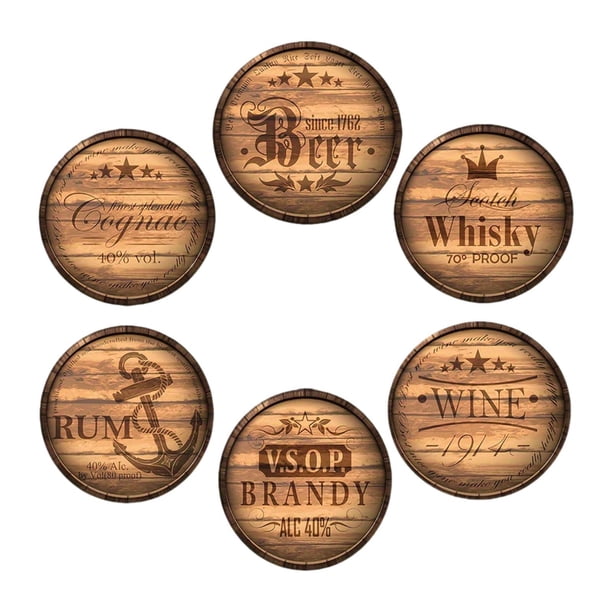 6 Posavasos de Madera para Bebidas, Protección de Mesa, Juego de Posavasos de 3,9 Pulgadas, Posavasos para Mesa de Café Y Decoración de Bar.