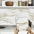 thumbnail image 2 of 20Pcs Peel and Stick Tiles Wall Stickers Decals Gray Gold Marble Pattern 6x6in Vinyl Self Adhesive Waterproof Kitchen Bathroom DIY Decor, 2 of 8