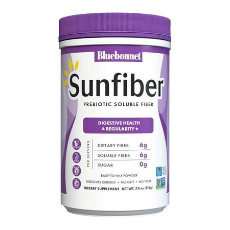 Bluebonnet Sunfiber – 6g of Plant Based Prebiotic Fiber - Unflavored, 7.4oz 30 Days