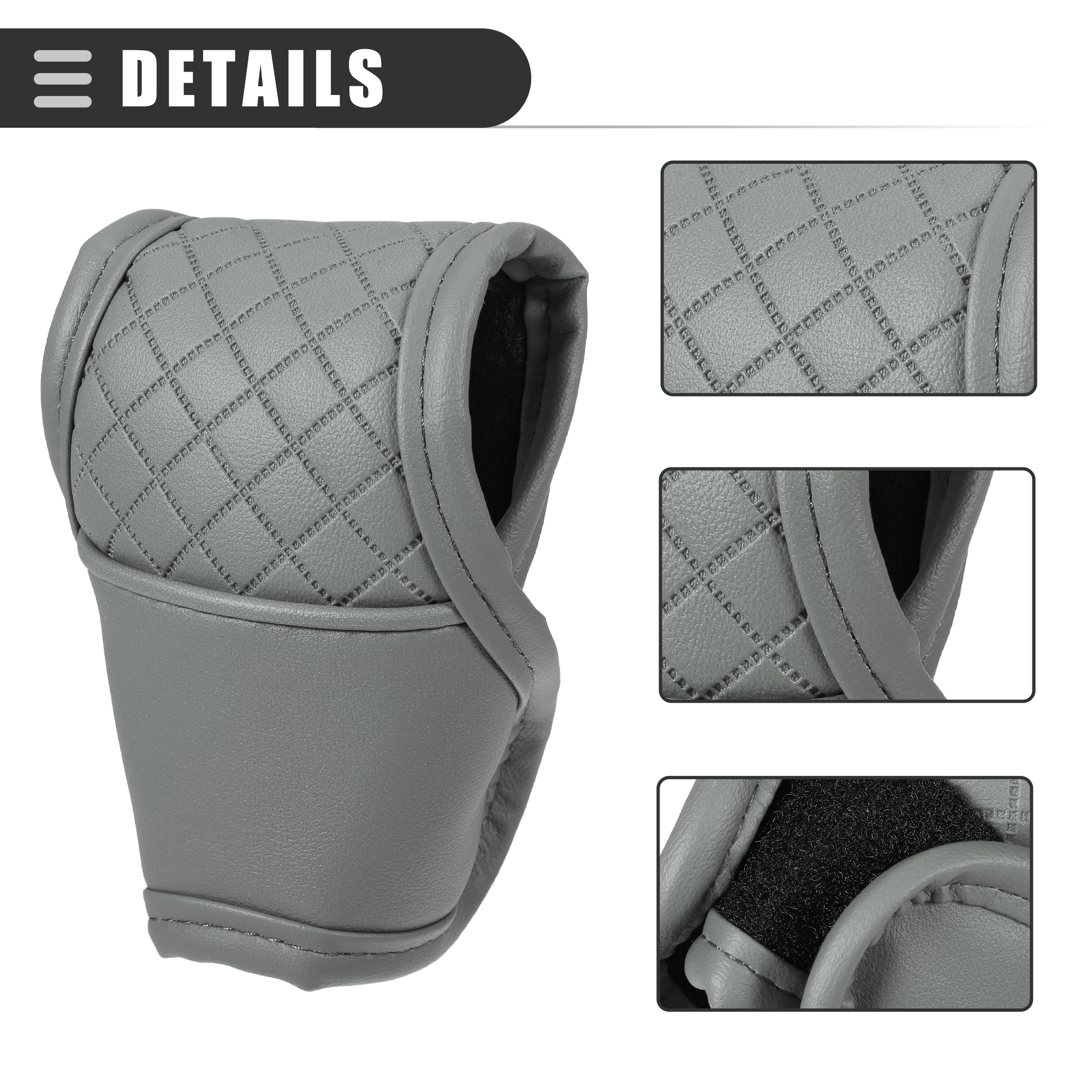 Unique Bargains Universal Car Gear Shift Cover Knob Cover Automatic Faux Leather Gray