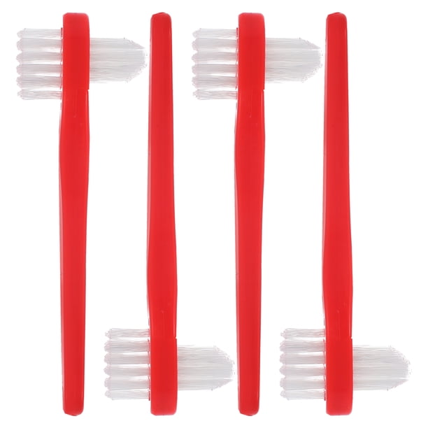 4 cepillos para dentaduras postizas, cepillo de dientes de doble cara, cepillo de dientes de viaje, limpieza y cuidado de dentaduras postizas.