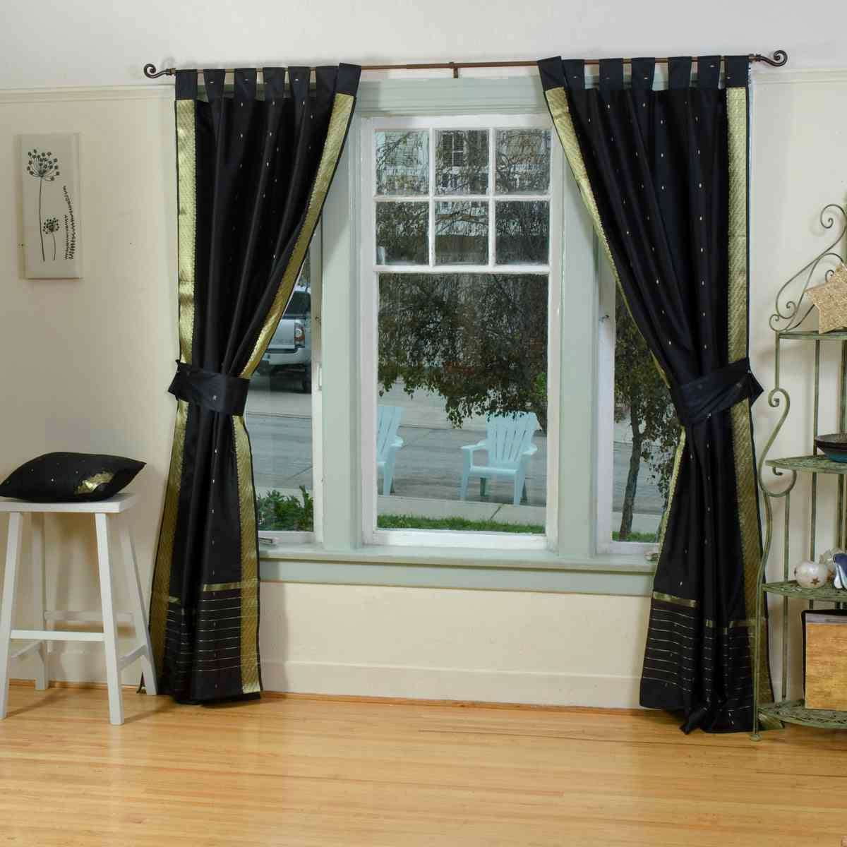 Indo Lavender Tab Top Sari Sheer Curtain (43 in. x 84 in