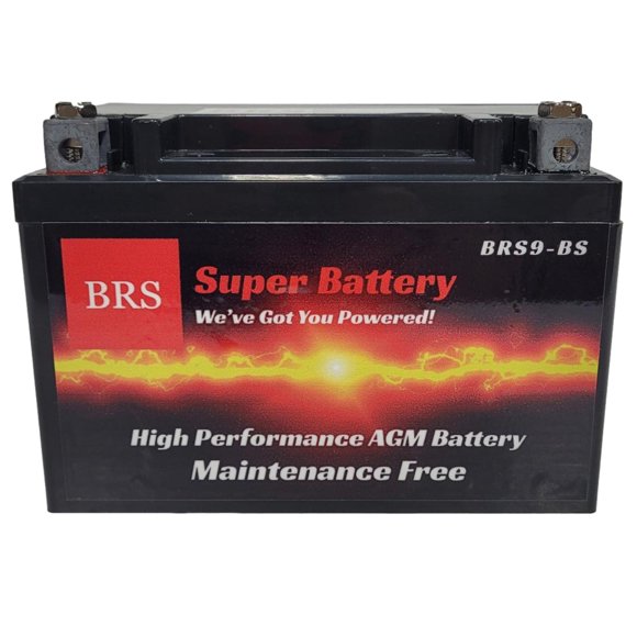 Supercharged 9-BS 12v 9ah - OEM Replacement: YTX9-BS, CTX9-BS High Performance AGM PowerSports Battery For ATV's, Snowmobiles, Motorcycles, UTV's, Jet Skis, Dirt Bikes, etc.