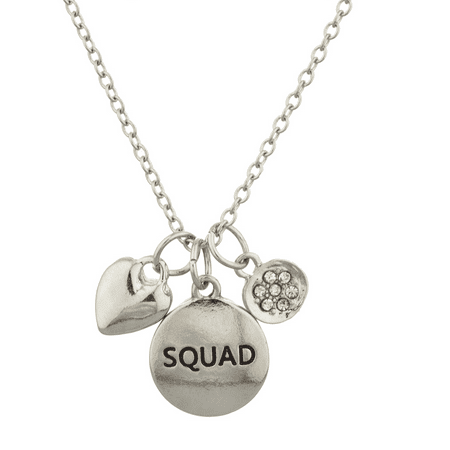 Lux Accessories Silver Tone Squad Best Friends Verbiage Cluster Charm