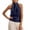 C-Navy232, variant on Womens Silk Satin Camisole Shirt Summer Top Lightweight Layering Turtleneck Halter Back Button Up Solid Color Trendy Tops