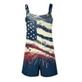 thumbnail image 5 of QATAINLAV Mothers Day Gifts! Womens Jumpers and Rompers 4th of July American Flag Patriotic Short Overalls Summer Casual Sleeveless Linen Onesie Shorts with Pocket Blue XL, 5 of 6