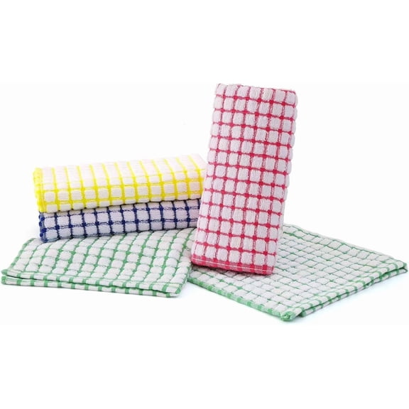 Dish Cloths for Kitchen Washing Dishes, Super Absorbent Dish Rags, Cotton Terry Cleaning Cloths Pack of 4, 12x12 Inches