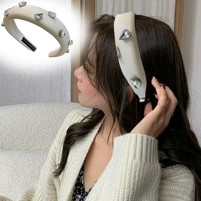 Fiudx Diadema Elegante, Accesorio para Cabello con Brillantes Diamantes de Imitación, Comoda Corona de Tela, Elegante para Uso Diario, Moda Femenina, Diseño Ligero.
