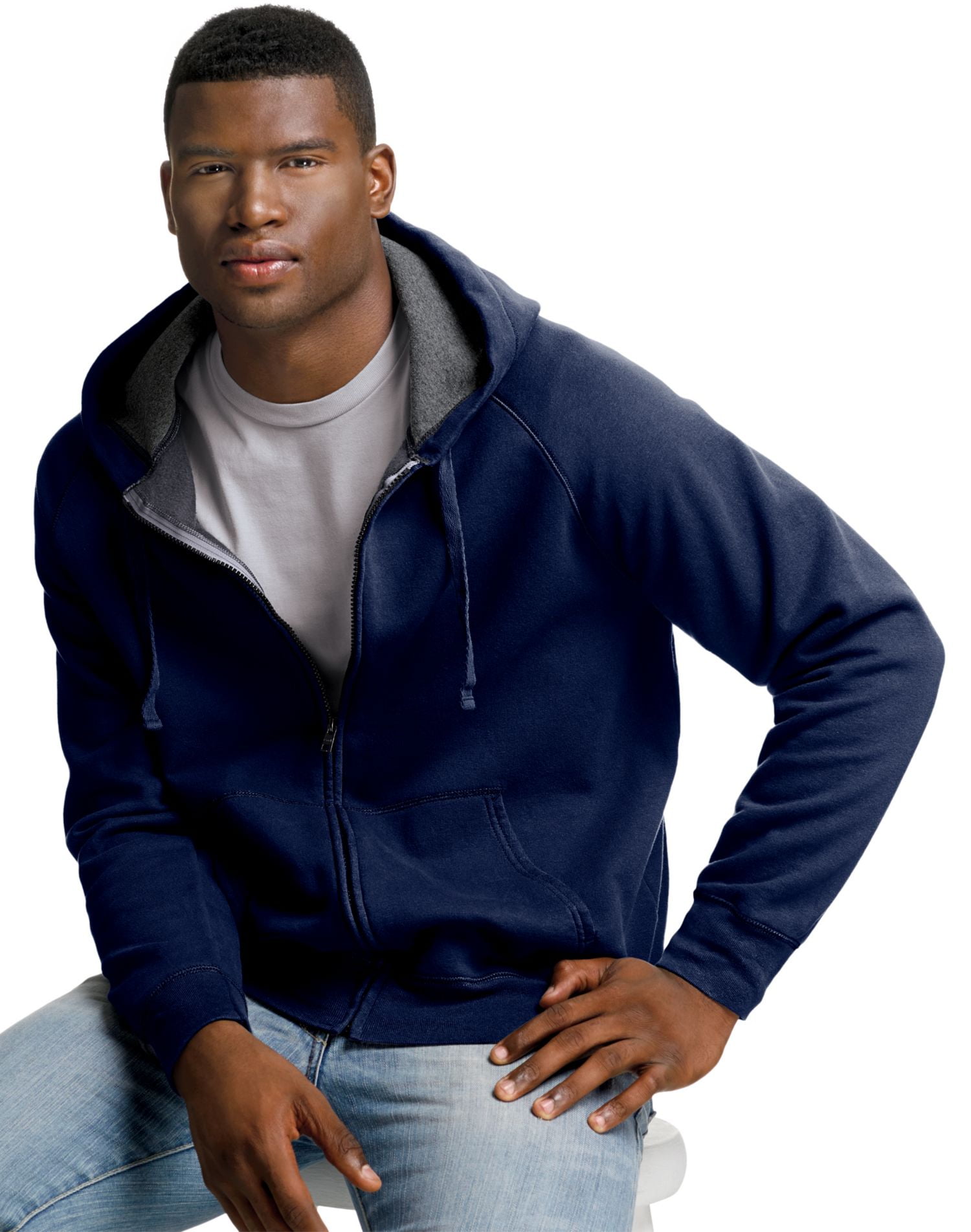 Hanes Nano Men`s Premium Lightweight Full Zip Hoodie Sweatshirt, 2X, Navy Walmart Canada