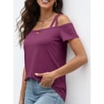 thumbnail image 4 of Womens Cold Shoulder Tops for Women Summer Sexy Cut Out Tops Short Sleeve Criss Cross Casual Shirts, 4 of 6