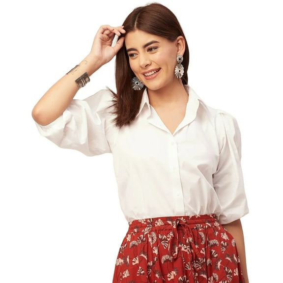 Moomaya Solid Shirts For Women, Casual Chic Summer Shirt Top