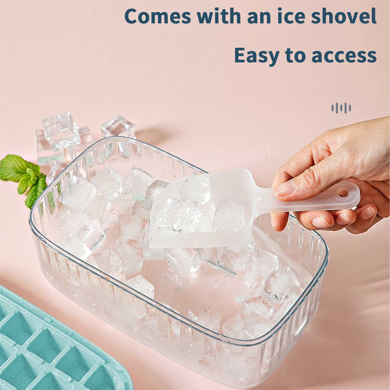 longzon Mini Round Ice Cube Tray with Lid and Bin, 2 pack Silicone Ice Cube  Trays for Freezer