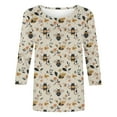 thumbnail image 5 of Womens Tops 3/4 Sleeve Shirts Round Neck Loose Casual Blouses Floral Print Tshirts, 5 of 6