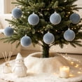 thumbnail image 7 of Rysoverian 6 Pack Flocked Christmas Ball Ornaments, Gray-Blue Velvet Foam Baubles for Tree Wreath Holiday Decoration, 7 of 7