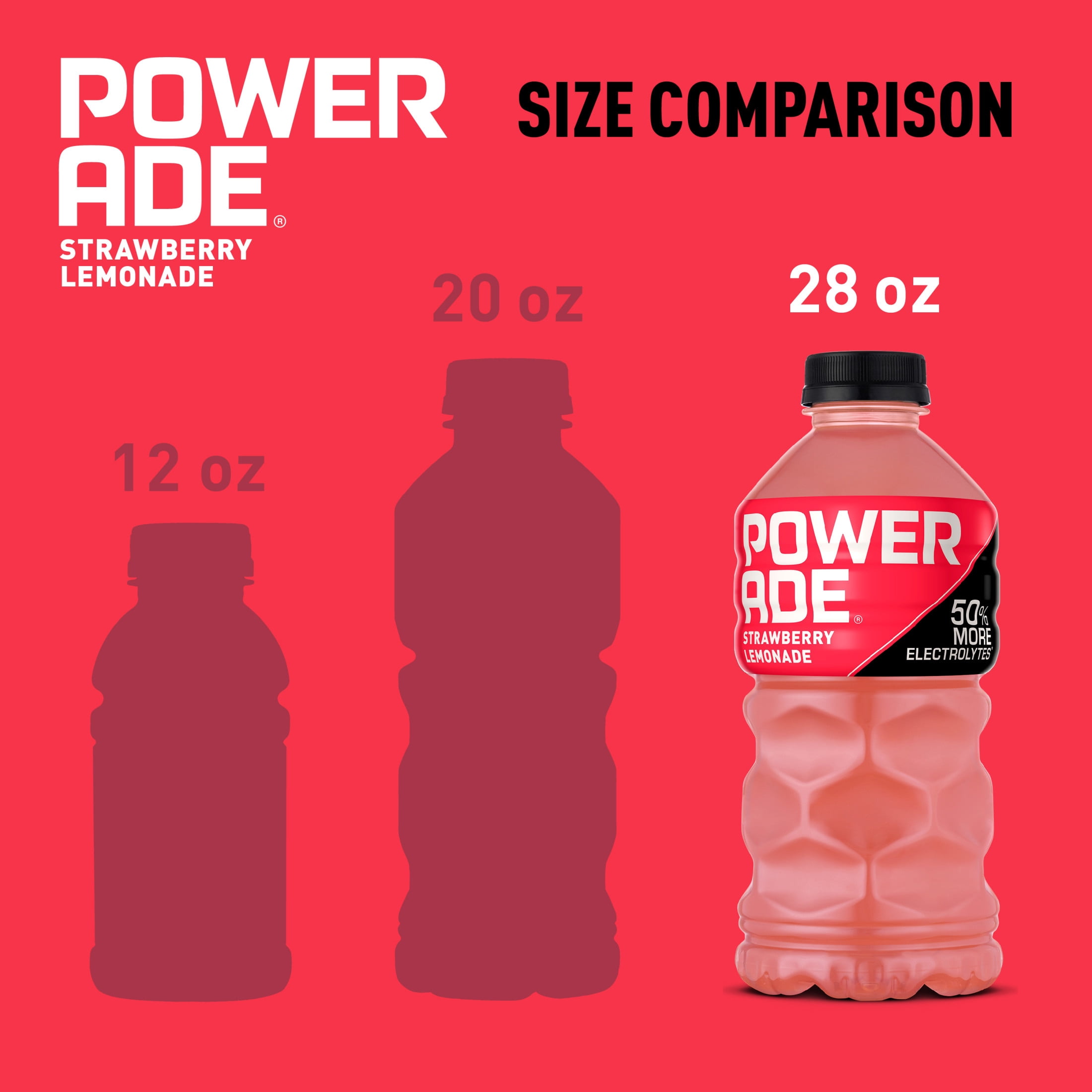 POWERADE Strawberry Lemonade Electrolyte Sports Drink Bottle, 28 fl oz