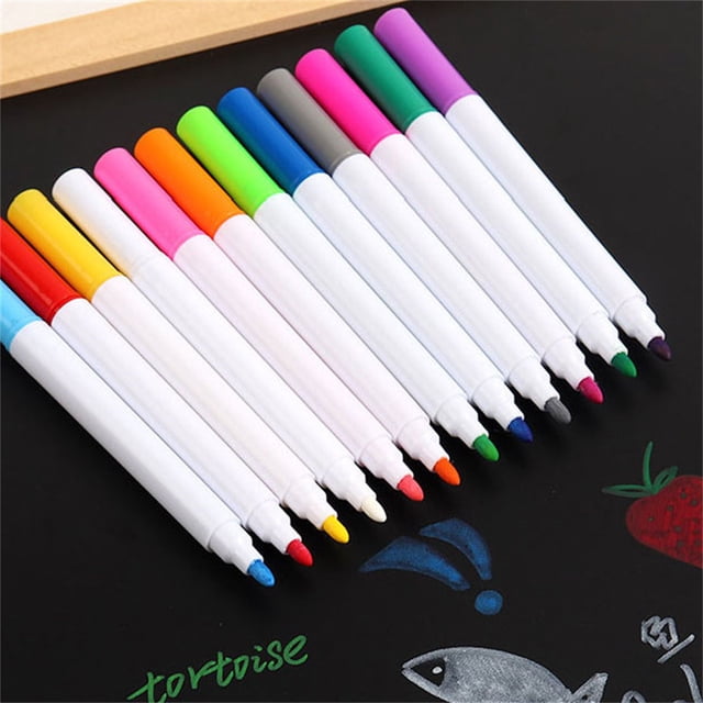 KDSJSXW 12 Color Liquid Chalk Markers - Dust-Free Water Soluble Erasable Pens for Kids Chalkboard/Acrylic Boards (0.7ml x 12, Non-Toxic)