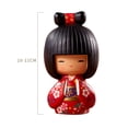 thumbnail image 5 of Muñeca Kokeshi Kimono Niñas Escultura Tradicional Hermoso Color Miniatura Asiática rojo, 5 of 5