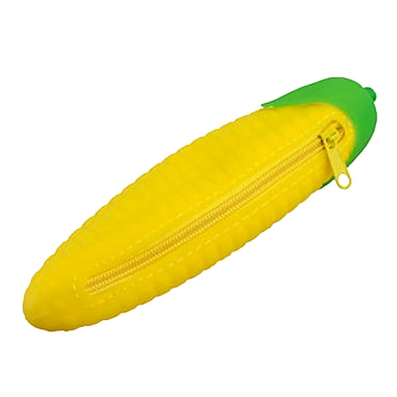 Porte-crayons en Silicone Organisateur en Forme de Maïs Mignon pour Papeterie Pinceaux Maquillage Sac Cosmétique Sac à Fermeture Éclair Accessoires d'Artisanat