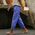 thumbnail image 4 of Flowy Pants for Women Casual High Waisted Wide Leg Loose Pant Plus Size Drawstring Split Hem Business Trousers with Pockets, 4 of 6