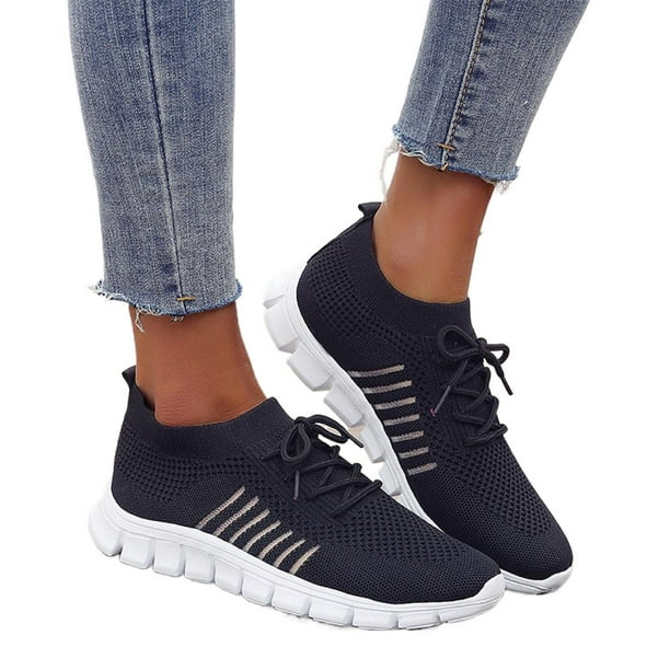 Deporte para Mujer Zapatos Informales Malla Con Cordones Transpirables Antideslizantes Cómodos