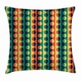 thumbnail image 1 of Geometric Circle Decor Throw Pillow Cushion Cover, Pop Art Vertical Striped Half-Pattern Ring Forms Retro Poster Print, Decorative Square Accent Pillow Case, 18 X 18 Inches, Orange Teal, by Ambesonne, 1 of 2