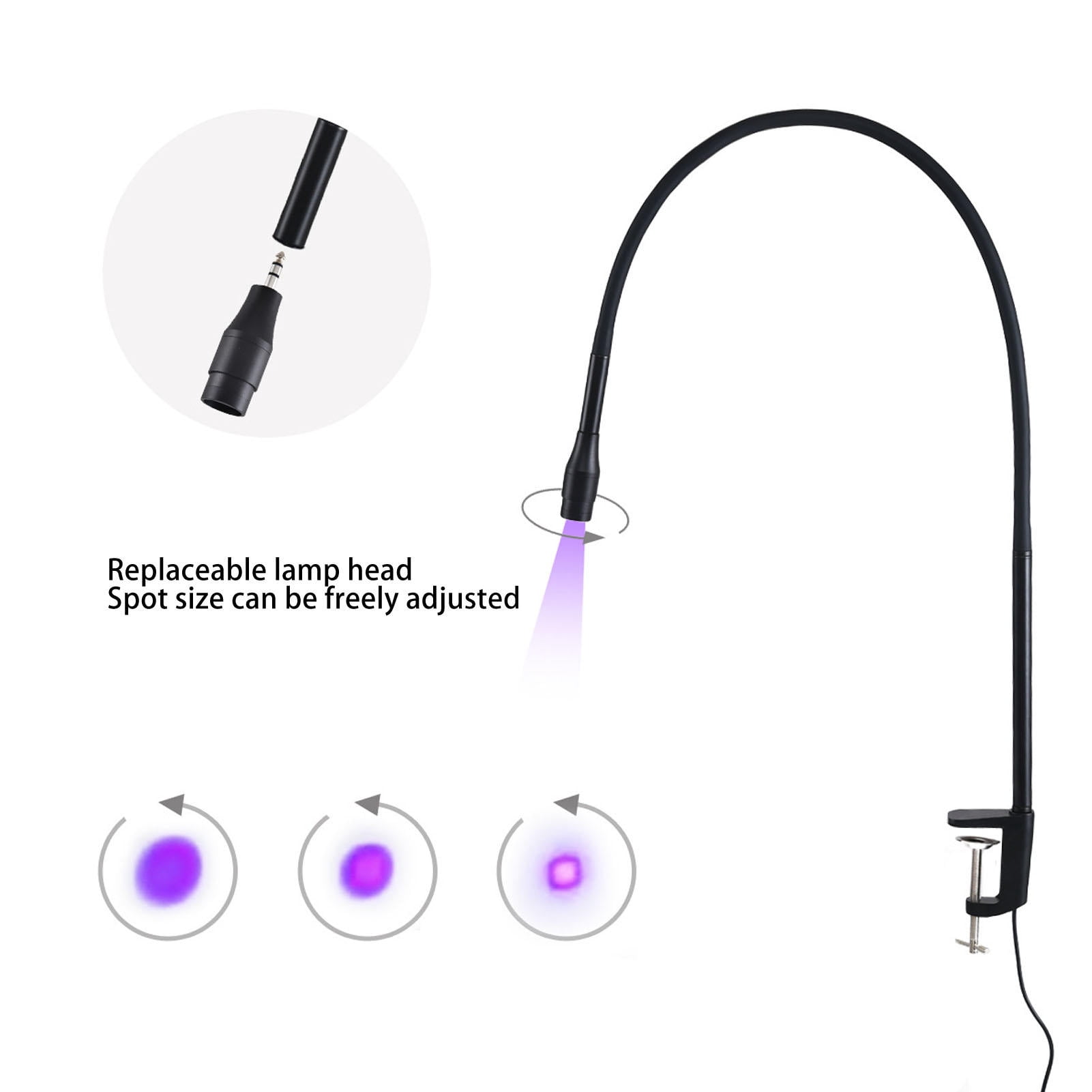 Yajisi 5W UV LED Lash Extension Light, Gooseneck Lamp with Foot Pedal & Table Clamp for Eyelash & Nail Gel Curing (42x24x6cm)