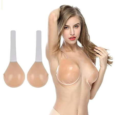 

Women Invisible Bra Lift Up Nipple Covers Sticky Strapless Reusable Silicone Breast Bras with Clear Lift Tape