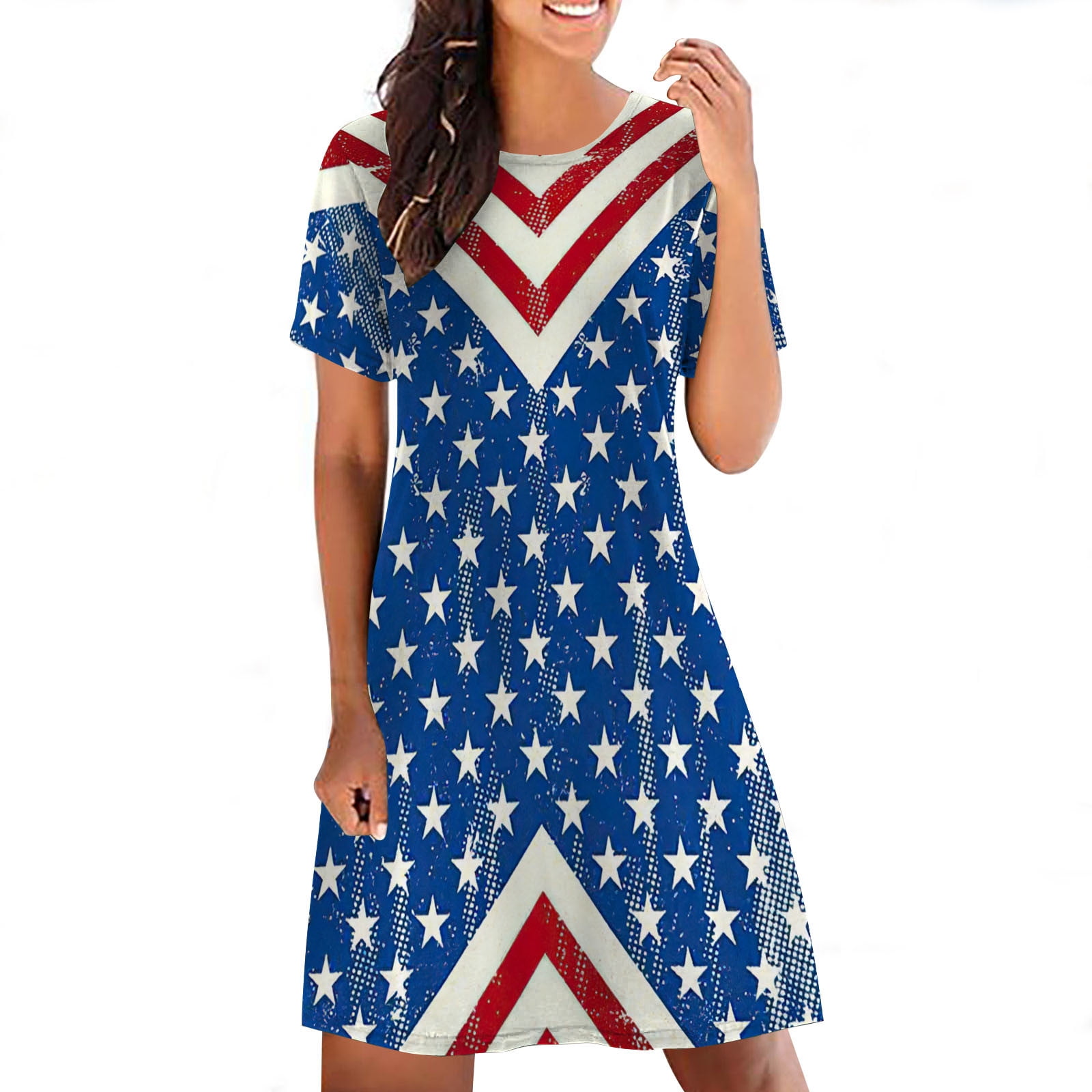 SOOMLON Independence Day Dress Womens 4th of July American Flag Stripe ...