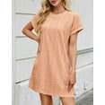 thumbnail image 3 of Alsol Lamesa Womens Summer Dresses Fashion 2025 Eyelet Short Sleeve Crewneck Summer Mini Dress with Packets,Size S-2XL, 3 of 6