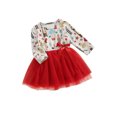thumbnail image 2 of Xingqing Vêtements de Noël pour Bébé Fille Robe Tutu à Manches Longues Patchwork Imprimé Rouge 2-3 Ans, 2 of 6