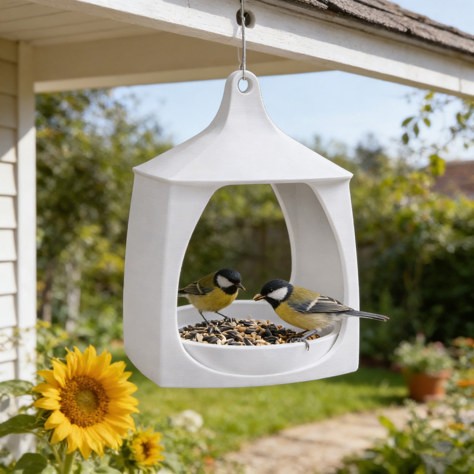 Bird Feeders for Outside Hanging, Wild Bird Feeder House for Cardinals Finches Wooden Bluebird Feeder Mealworm Feeder Outdoor Wood Platform Bird House Feeder