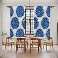 thumbnail image 2 of Dahlia Flower Kitchen Curtains, Farmhouse Botanical Blue Grey Floral Light Filtering Window Curtain Panels, 2Pcs Rod Pocket Window Treatments Set for Living Room Bathroom Bedroom 52x72 Inches, 2 of 9