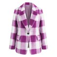 thumbnail image 6 of cocolona Womens Classic Plaid Jacket Fleece Lined Long Sleeve Lapel Overcoat Fall Winter Warm Trendy Outerwear, 6 of 7