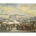 thumbnail image 2 of Carl Massmann 24x20 Gold Ornate Framed and Double Matted Museum Art Print Titled - Lively Hustle and Bustle on the Naschmarkt, 2 of 4