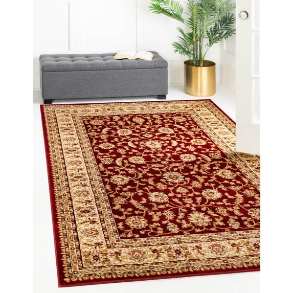 Rugs.com Aditi Collection Rug – 5' x 8' Red Low Rug Perfect For Living Rooms, Large Dining Rooms, Open Floorplans