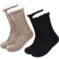 thumbnail image 1 of 2 pares de calcetines cálidos de pantuflas para mujer, calcetines peludos de Navidad, calcetines antideslizantes con forro polar esquí esquí Gafas de esquí, 1 of 5