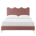 thumbnail image 6 of Platform Bed Frame, Full Size, Pink, Velvet, Modern Contemporary, Bedroom Master Guest Suite Room, 6 of 12