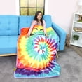 thumbnail image 3 of Good Banana Kids’  Tie Dye Weighted Blanket- Cozy, Thick, Soft, Cloud-like Coral Fleece, Even Weight Dispersion, 5 lbs, Durable Grid Stitching, Whole-Body Comfort, 3 of 4