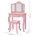 thumbnail image 4 of Fantasy Fields Gisele Princess Polka Dot Wooden Kids Play Vanity Set with Tri-Fold Mirror & Stool, Pink & Gold, 4 of 11