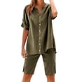 thumbnail image 2 of Dianli Gifts Two Piece Sets for Women Summer Casual Two Piece Set Short Sleeve Shirt and Shorts Lounge Outfit for Everyday Wear Brown L, 2 of 8